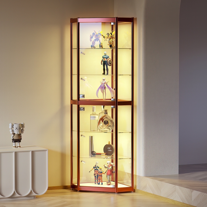 Shanghai Ecke Glas Vitrine dreieckige Schrank Figur Modell Display Bekleidungsgeschäft transparent Weinschrank Haushalt