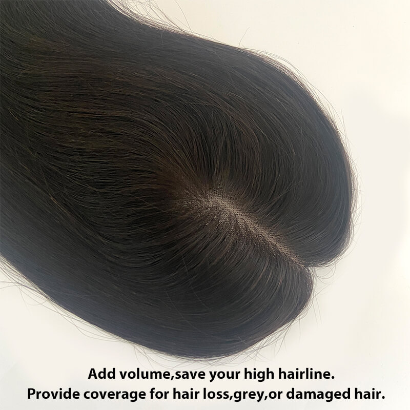 Feiner Echthaar-Topper auf Mono-und Pu-Basis mit 3 Clips auf geraden Echthaar-Topper für Frauen 100% remy Echthaar perücken Haar teile