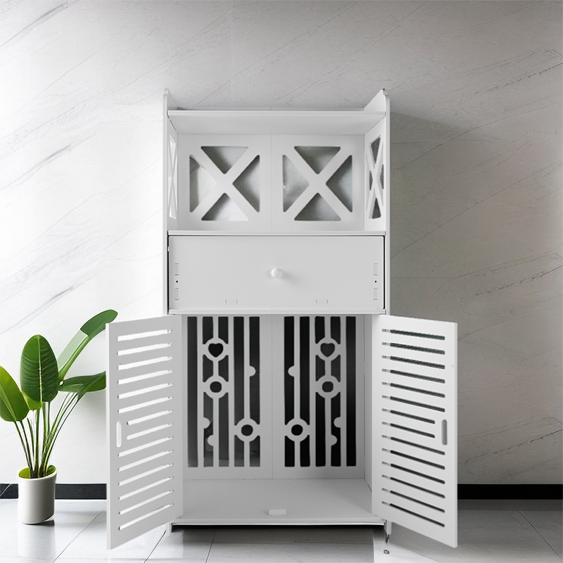 Bathroom Storage Cabinet 3 Tier Cabinet Organizer with Door Bathroom Furniture Free-standing Bathroom Storage Unit