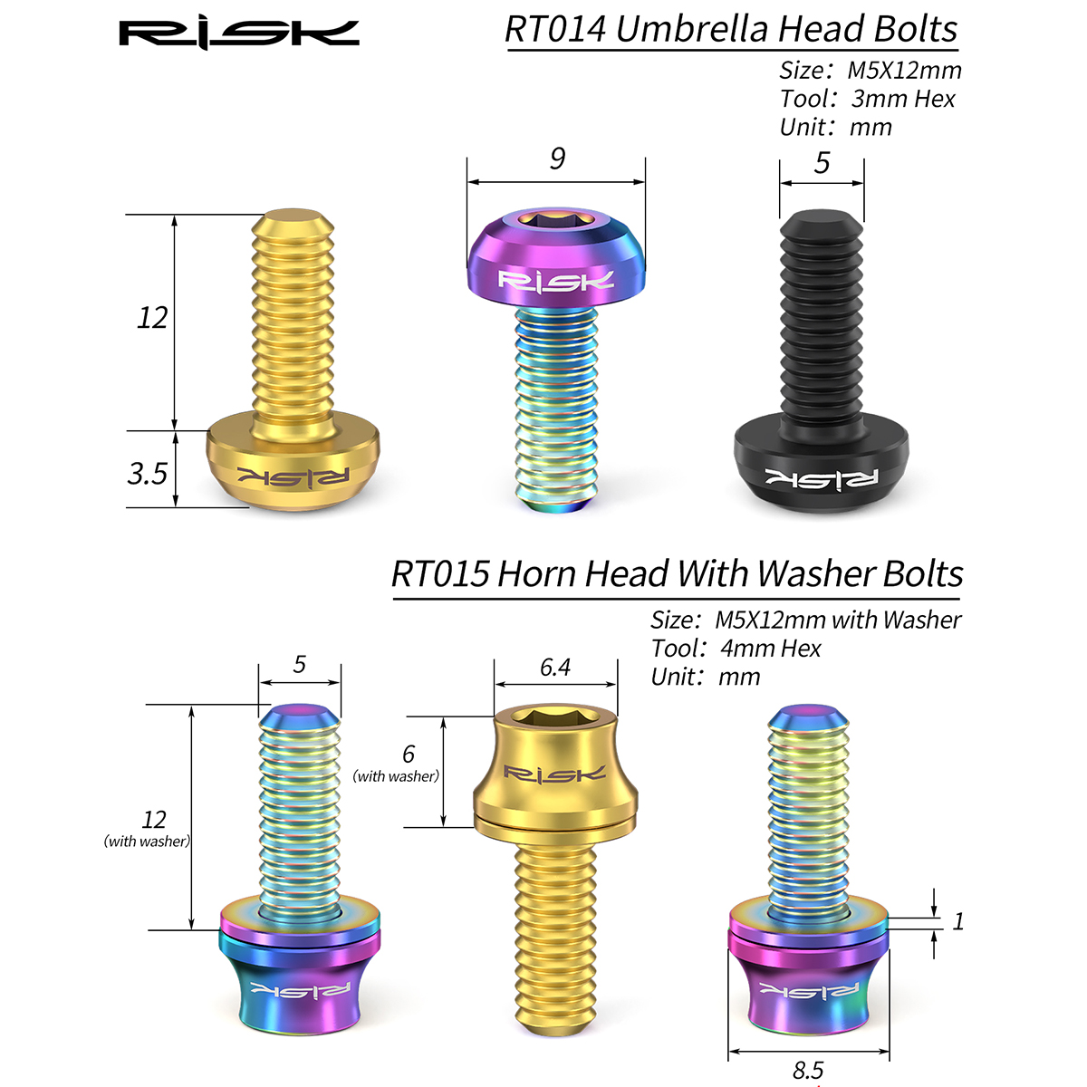 Risk M5x12mm soporte para botella de agua de bicicleta pernos de fijación aleación de titanio MTB bicicleta de carretera soporte para botella tornillos bomba de aire pernos fijos