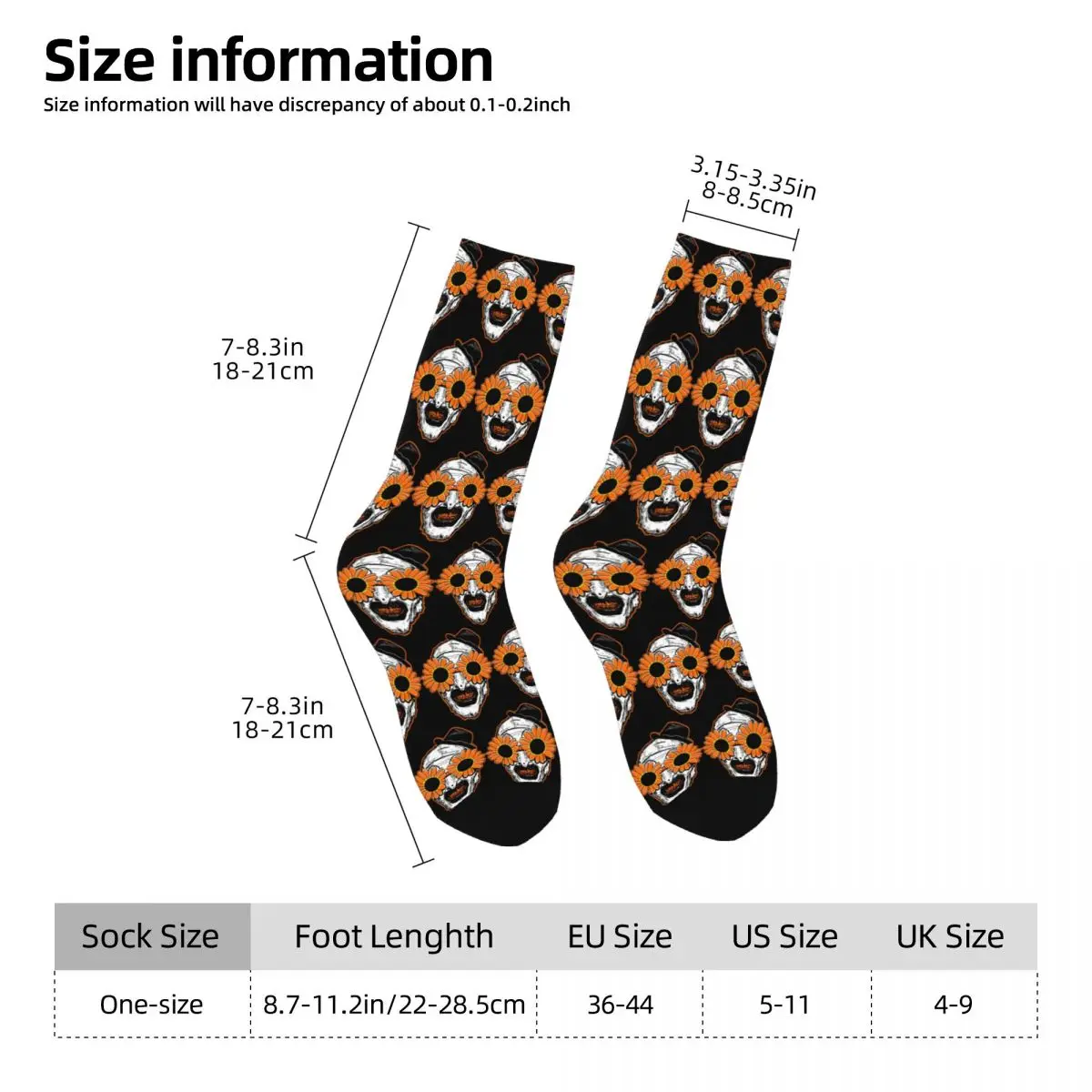 Calcetines The Terrifier Art The Clown para hombre, calcetines cálidos Vintage, calcetines estampados antisudor para monopatín de otoño, regalo de cumpleaños