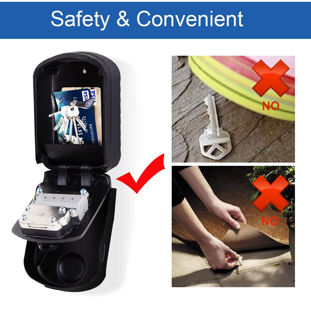 Large Key Lock Box with 4 Digit Combination Spare Key Sturdy Key Safe Box Wall Mounted Outdoor Weatherproof Key for Home Office