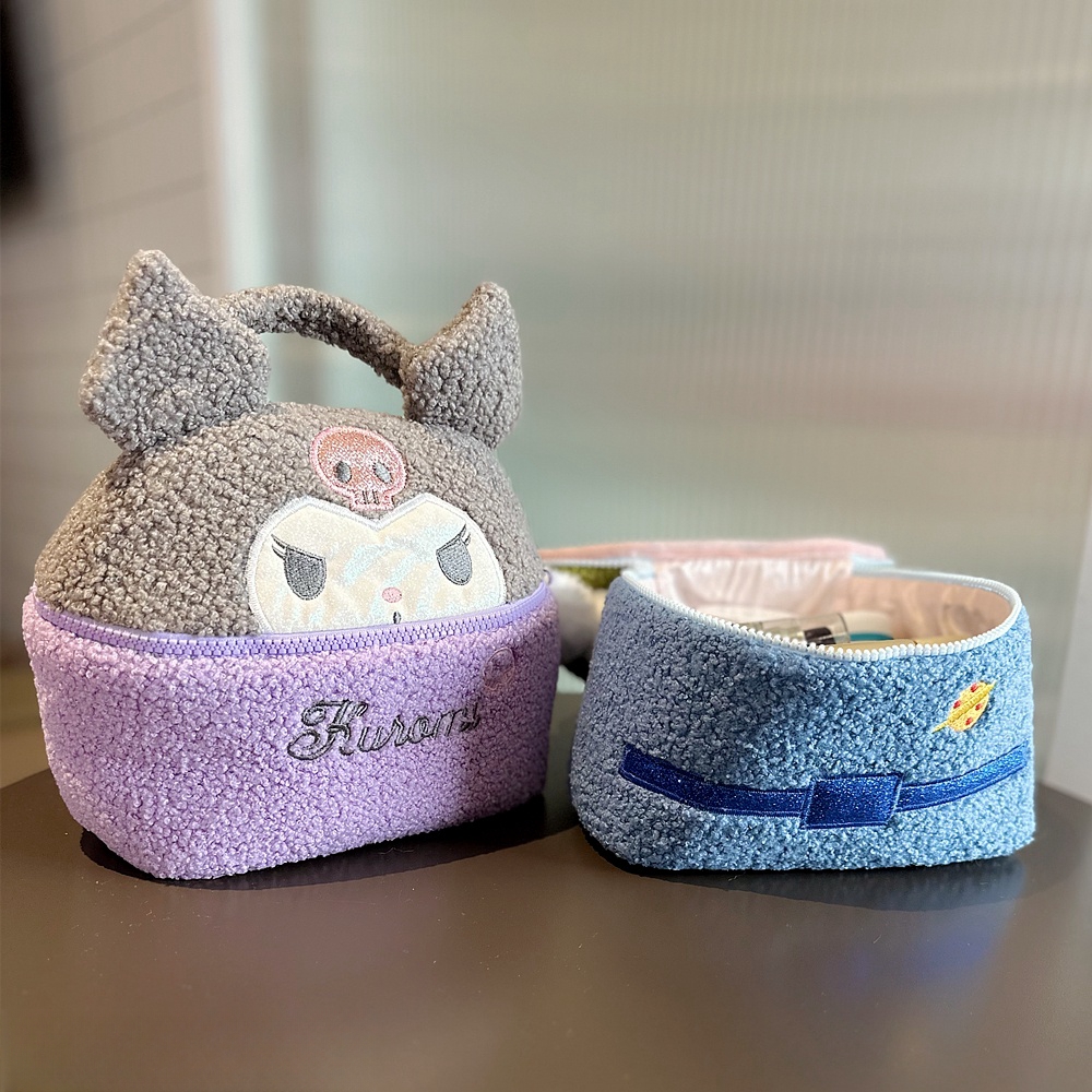Bolsa de cosméticos Kuromi Cinnamoroll, bolsa de felpa de Anime My Melody, bolsa de almacenamiento de cosméticos de estilo japonés, chica de alta capacidad