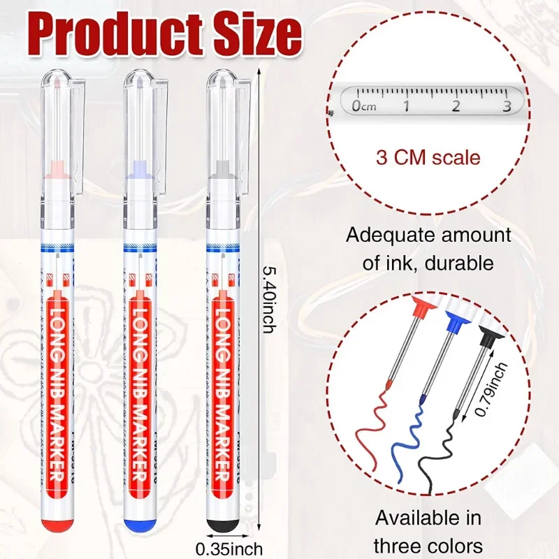 10 ชิ้น/เซ็ตอเนกประสงค์ 20 มม.หลุมลึกยาว Nib HEAD MARKER สําหรับโลหะ Perforating ปากกากันน้ําห้องน้ําไม้ตกแต่งเครื่องมือ
