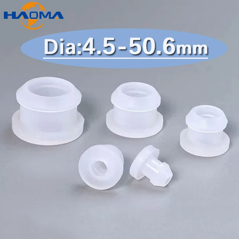 4.5mm-50.6mm Transparent Hole Plug Round Silicone Rubber Snap-on Grommet Hole Plugs End Caps Bung Wire Cable Protect Bush