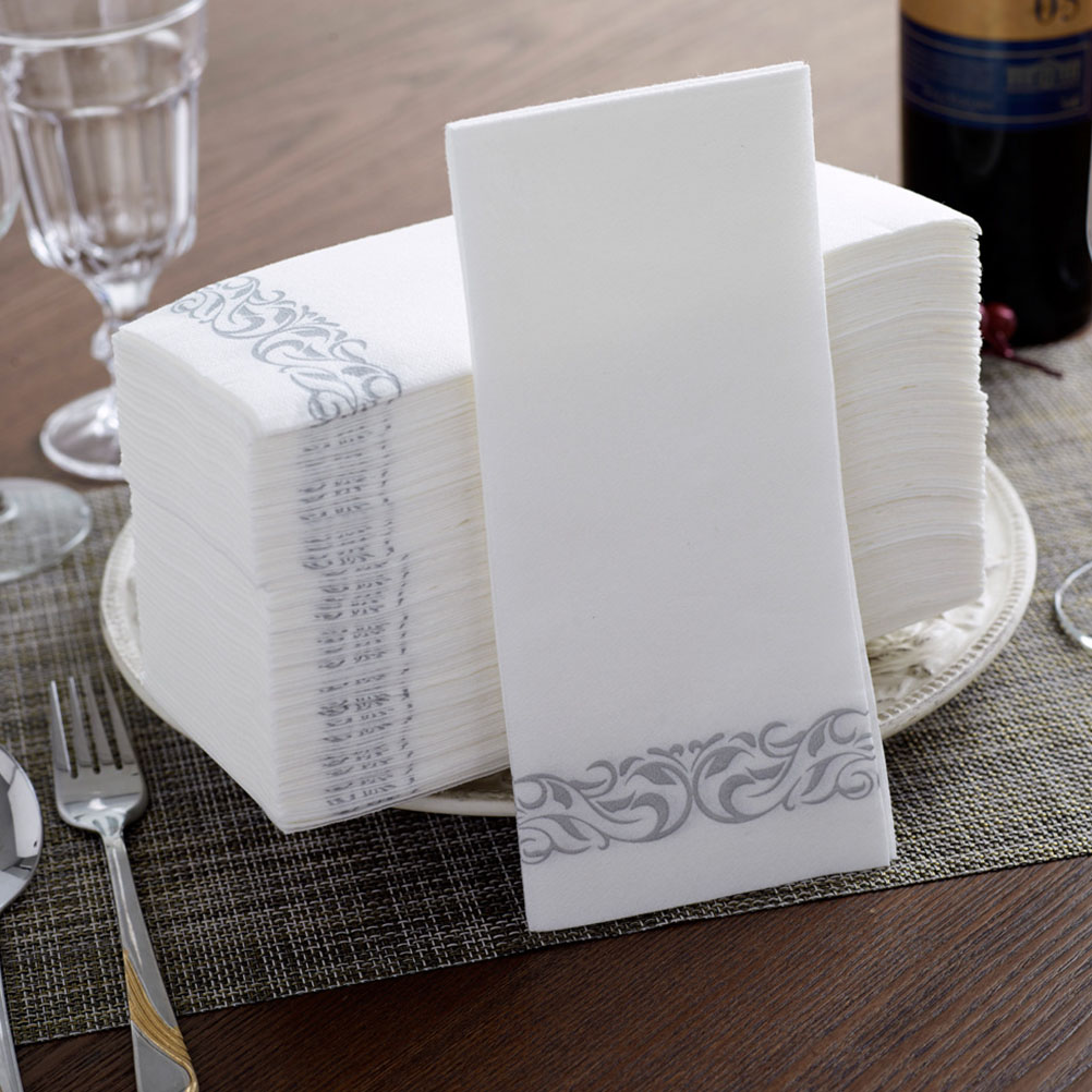 25 Pcs Decorate Silver Table Paper Napkin Wood Pulp Napkins Dinner Foldable Tissue Hotel Desktop Party Wedding Banquet