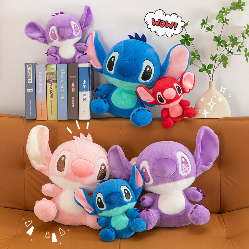 Kawaii Disney Lilo & Stitch Paar 25CM Pluche Pop Speelgoed Leuke Anime Roze Engel Modellen Stich Pluche Baby Speelgoed kinderen Verjaardagscadeau