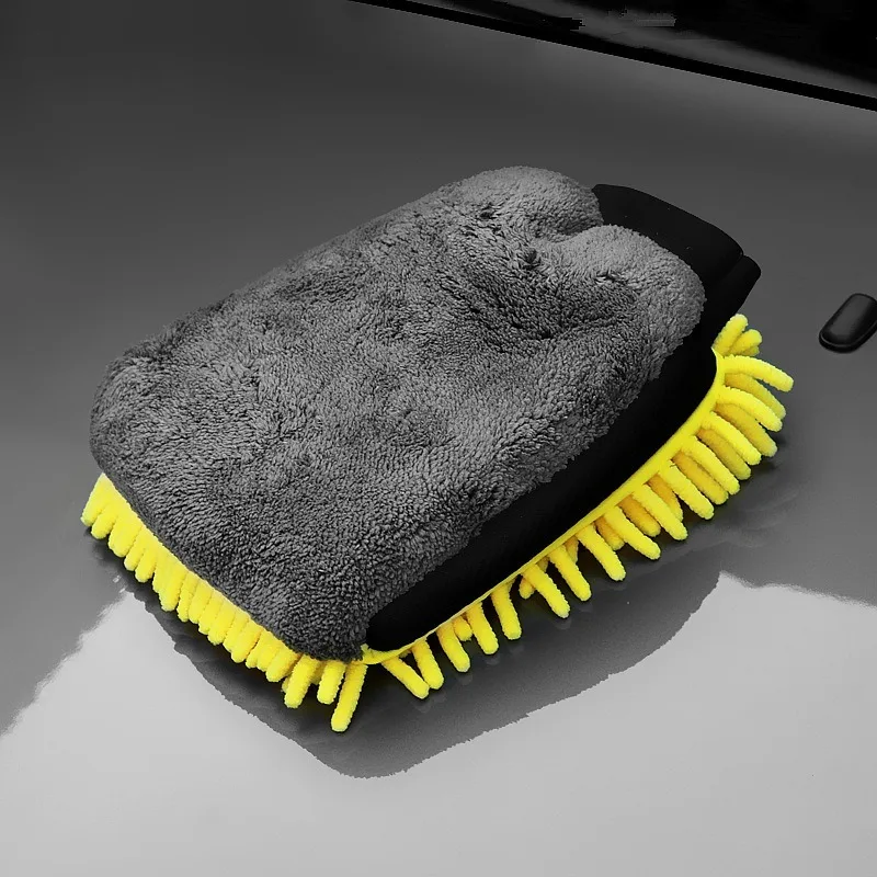 Guantes de chenilla de microfibra para lavado de coches, manopla gruesa para limpieza de coche, cepillo para detalles de cera, cuidado automático, guante de doble cara, 1 Uds.