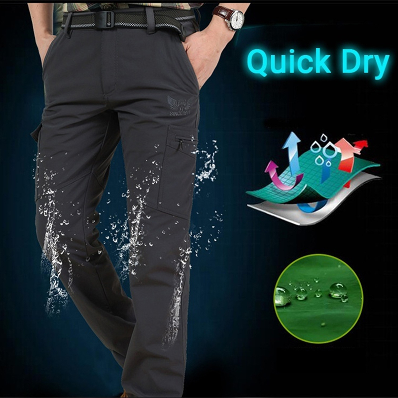 Calça cargo tática masculina de verão, leve, casual, à prova d'água, resistente ao desgaste, multibolsos, caminhadas ao ar livre
