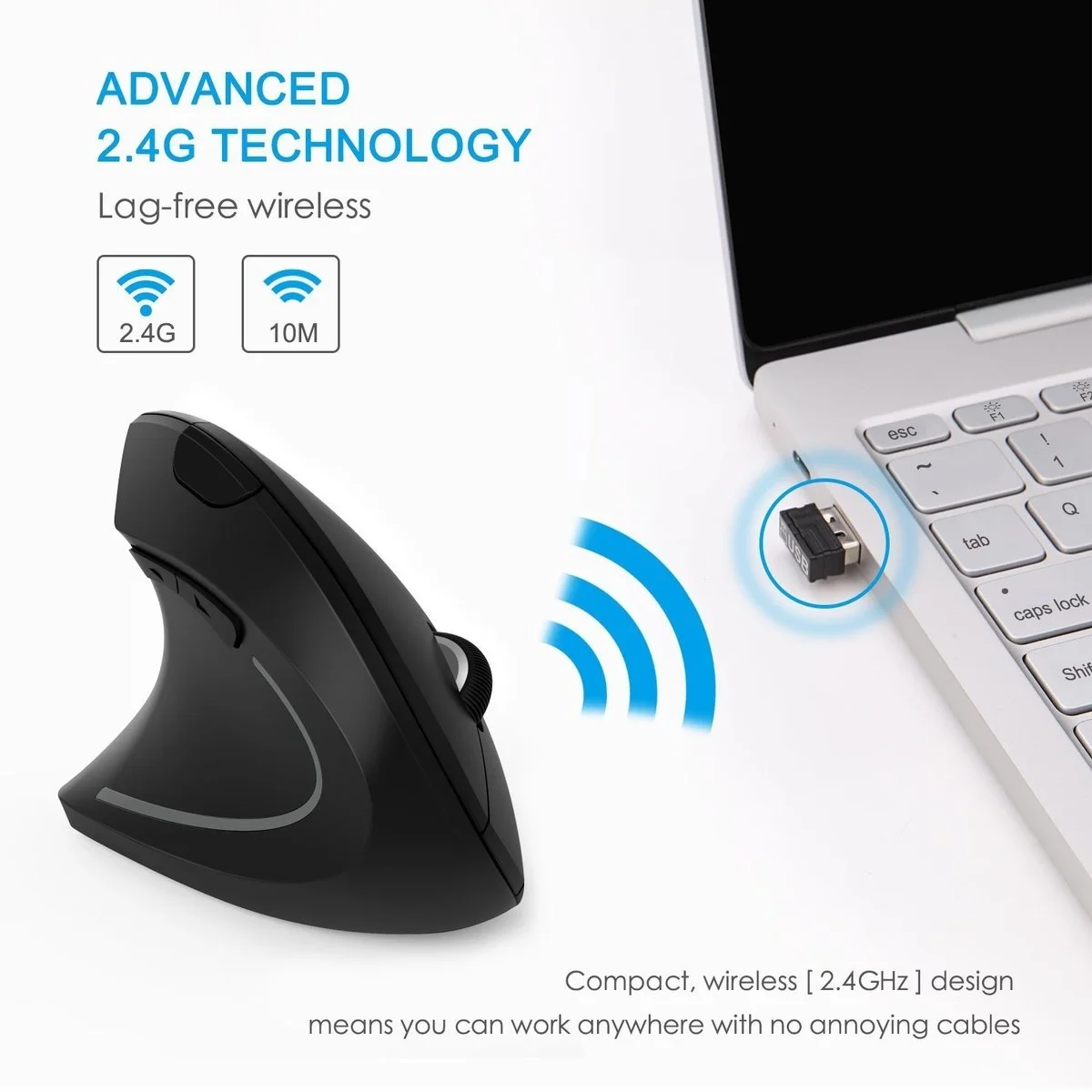 CHYI Công Thái Dọc Chuột Không Dây 2.4G Máy Tính Chơi Game Chuột Quang USB DPI Chuột Tay Trái Cho Laptop máy Tính Để Bàn