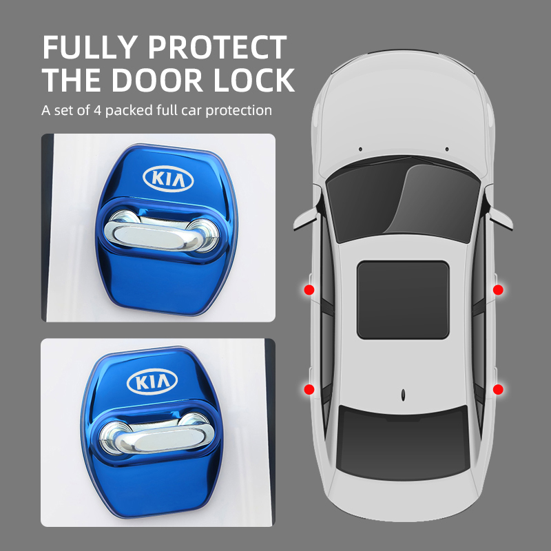 車のドアロックステッカー,金属製のエンブレムステッカー,3種類の車のドアスタイリングキット,キアリオ,Ceed,スポーツ,Cerato, Soulに適しています