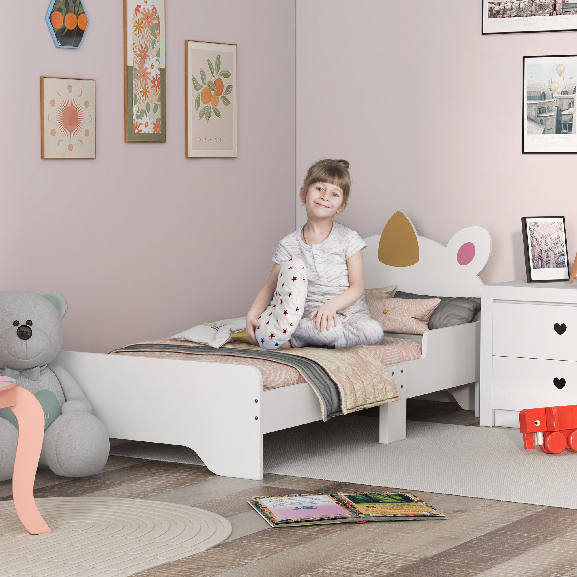 Zonekiz-Bett für Kinder von 3–6 Jahren in Form eines Einhorns, 143 x 74 x 67 cm