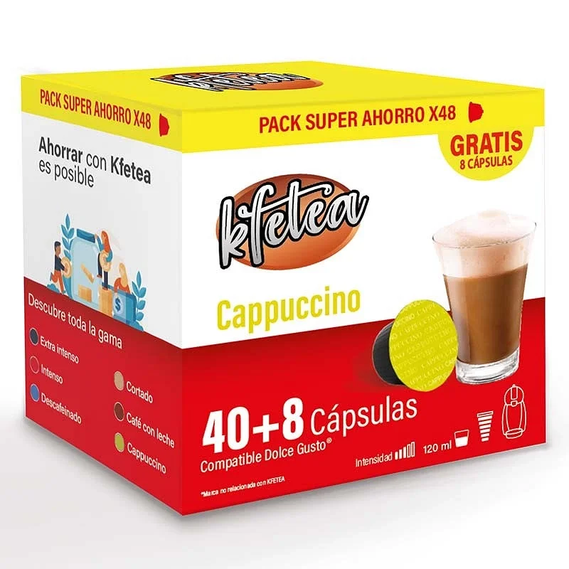 Dolce gusto Cappuccino compatível marca Kfetea 48 cápsulas, formato super económico KF4808 Root Home Kfetea Dolce Gusto Nescafé Dolce Gusto dolce gusto