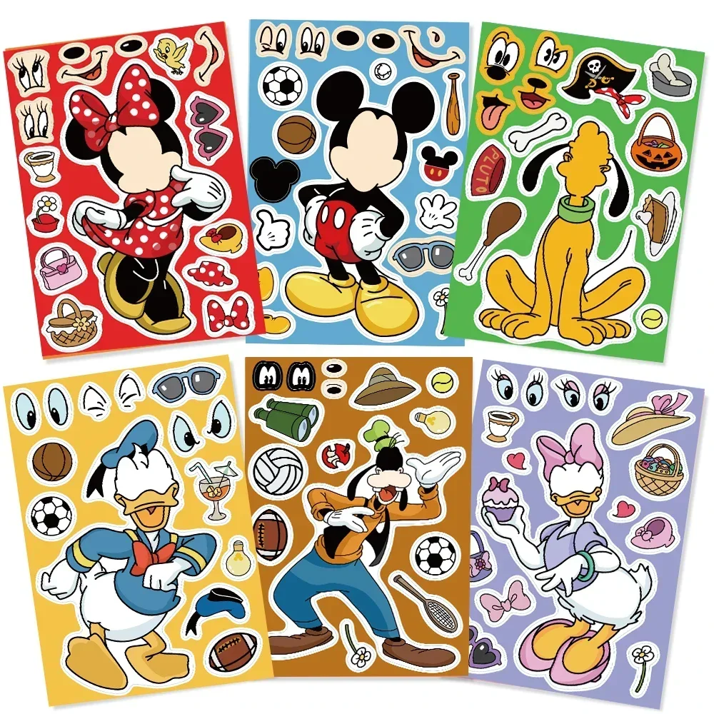 8/16 folhas kawaii disney pato donald adesivos engraçado dos desenhos animados jigsaw graffiti decalques para bagagem telefone skate notebook geladeira