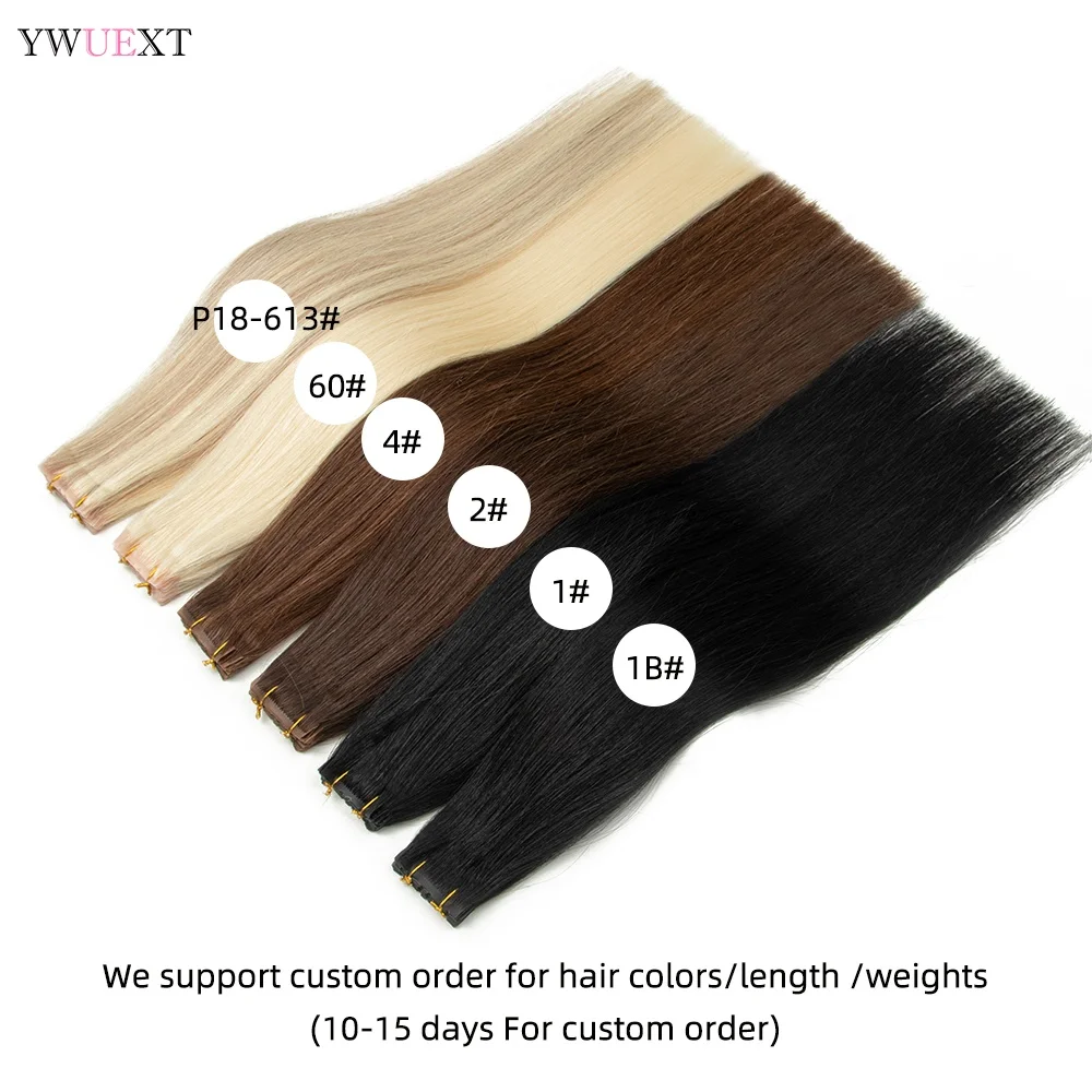 Extensões de cabelo invisíveis com abas duplas, 12-24 polegadas, fita de pele pu, cabelo humano 100% natural, preto jato, micro anel de trama de cabelo