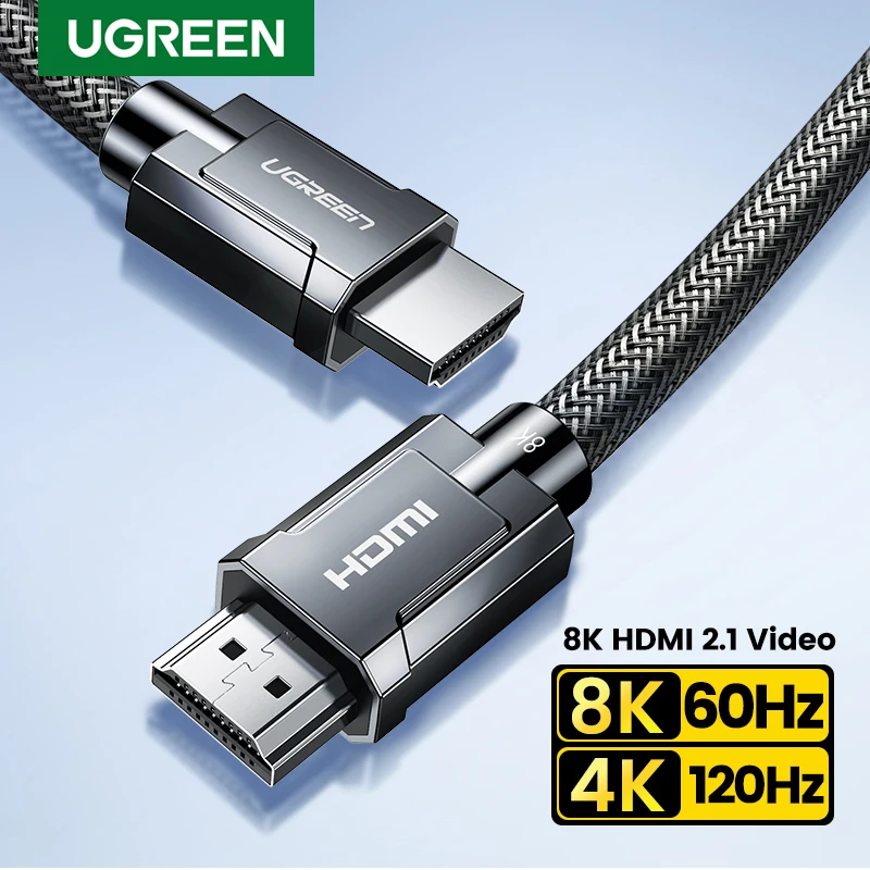 Cable UGREEN HDMI 2,1, 8K, 60Hz, 48Gbps, Cable Compatible con HDMI de Ultra alta velocidad para Xiaomi TV Box, portátil, proyector, PS4, PS5