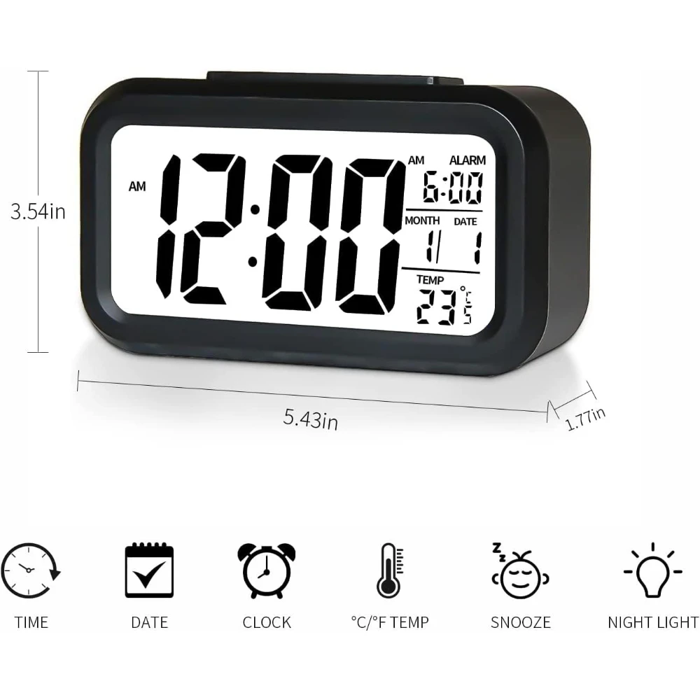 Small/Larger LED Digital Alarm Clock Backlight Snooze Mute Calendar Desktop Electronic Backlight Table Desktop Clocks