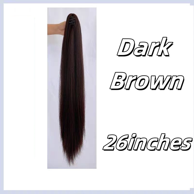 Synthetische pruik, paardenstaartclip, extra lang temperament, natuurlijk lang haar, ultralichte en hoge paardenstaart, lang steil haar