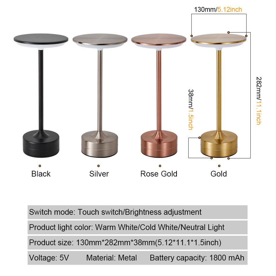 LED Tischlampe Touch Sensor Nachtlicht USB Aufladbare Tragbare Schlafzimmer Nachtlicht Drahtlose Leselampe Restaurant Hotel Bar