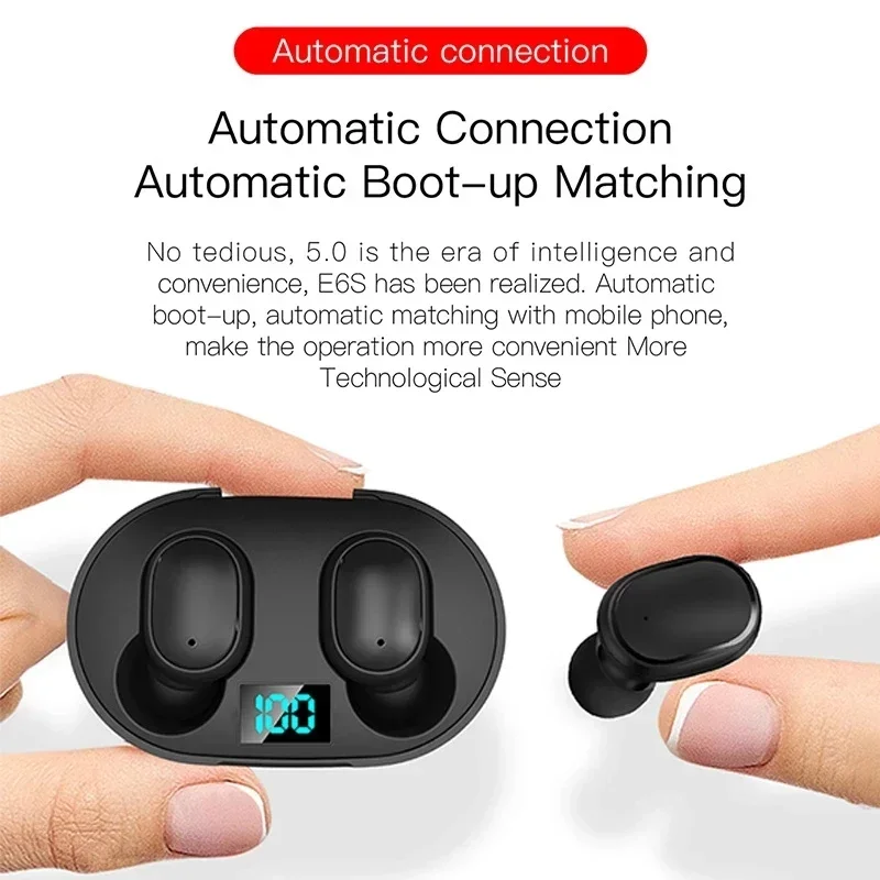 TWS E6S auricolari Bluetooth cuffie Bluetooth senza fili cuffie con cancellazione del rumore con microfono cuffie per Xiaomi Redmi