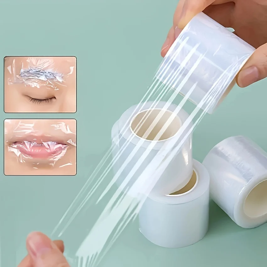 Rollo de película para tatuaje, cubierta transparente de plástico desechable, suministros para cejas y labios, 1 unidad