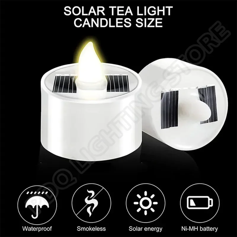 Velas solares de té para exteriores, luces Led sin llama, impermeables, recargables, para fiesta, jardín, decoración del hogar, 10 piezas