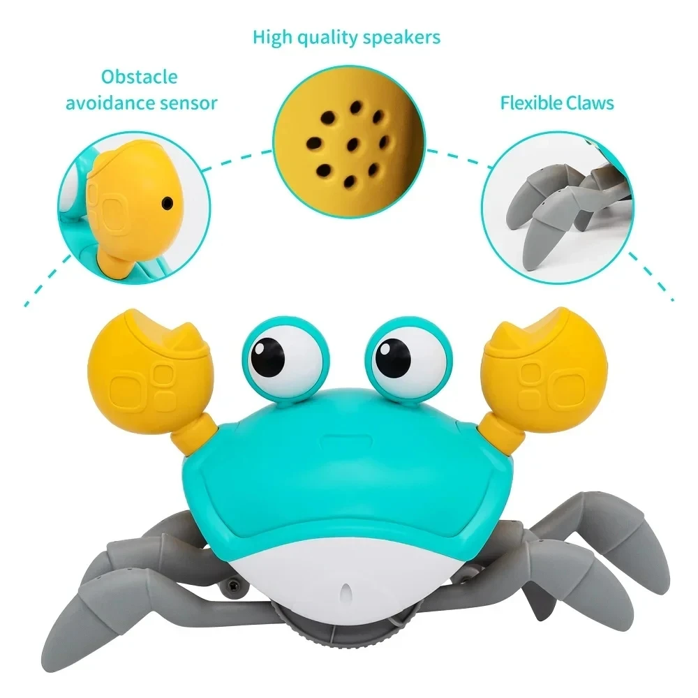 Cangrejo bailando, juguete para correr, regalo de Navidad para bebés, cangrejos de Escape interactivos para gatear, juguetes electrónicos para niños, cumpleaños sin batería