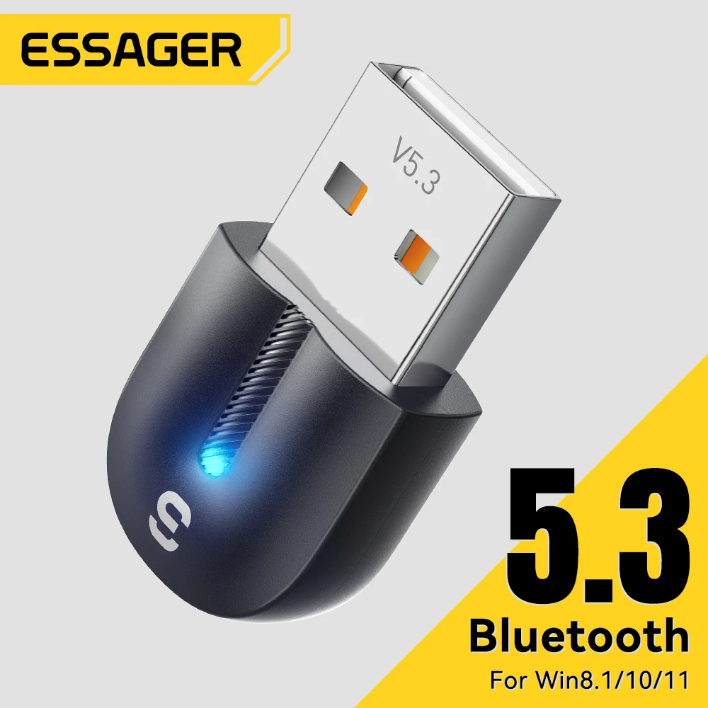 Essager USB-Bluetooth-Adapter, Dongle, Bluetooth 5.3 für PC, Laptop, Lautsprecher, Audioempfänger, kabellose Maus, Tastatur, USB-Sender