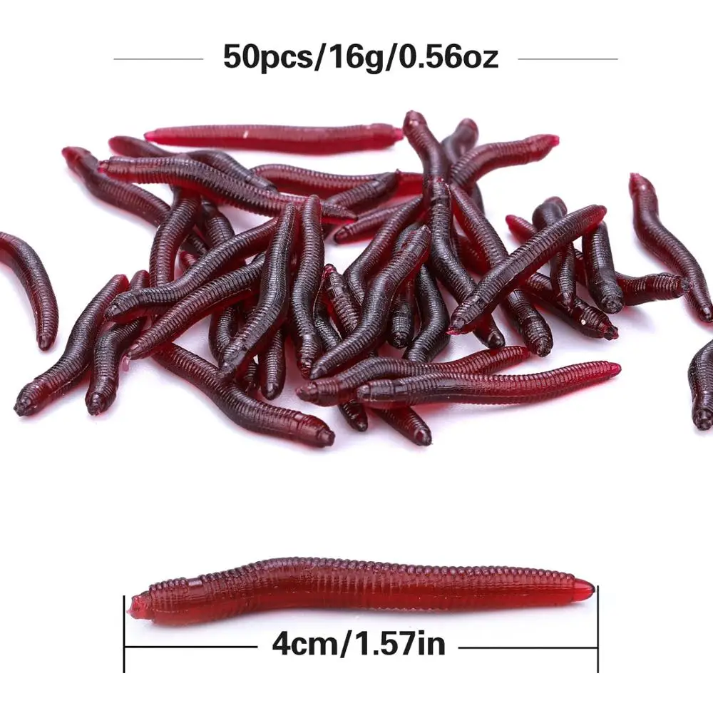 Sougayilang 50-200pcs 소프트 낚시 미끼 시뮬레이션 웜 4cm 0.3g 인공 실물 같은 미끼 물고기 냄새베이스 미끼 낚시 태클