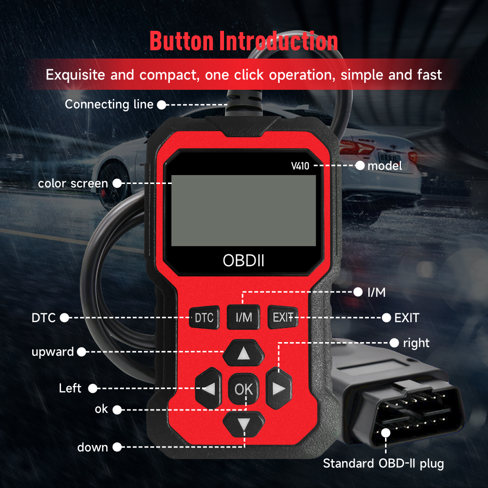 Leitor de código de falhas de motor de carro, scanner obd ii universal aprimorado, ferramenta de verificação de diagnóstico, leitura e códigos de erro claros para 1996