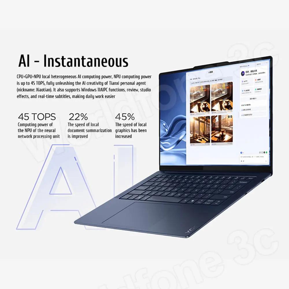 레노버 요가 에어 14s 터치스크린 노트북, 스냅드래곤 X 엘리트 통합 그래픽, 32GB LPDDR5X 1T SSD, 14.5 인치 90Hz 노트북 PC