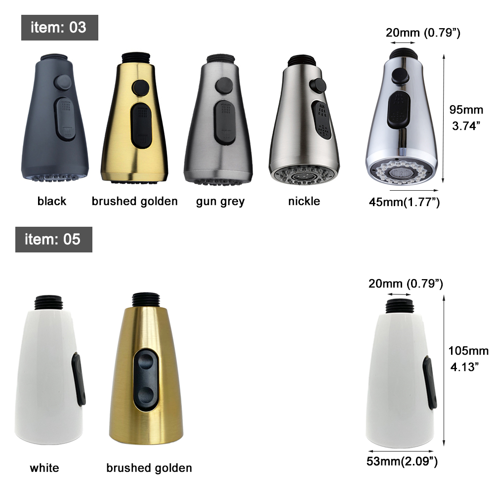 Brushed Gold Kitchen Faucet Sprayer Nozzle  G1/2 Pull Out Shower Spray Head Tap Accessory Replacement Aerator Nozzle