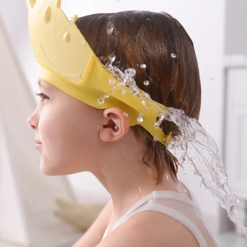 Einstellbare Größe Kinder Shampoo Kappe Krone Baby Dusche Kappe Cartoon Bad Visier Säuglings Haar Schild Gehörschutz Wasserdicht
