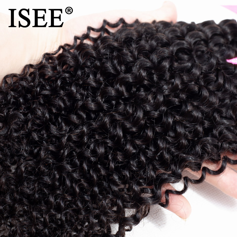 ISEE HAIR モンゴル変態カーリーヘアバンドル 100% 人毛エクステンション自然色購入 1/3/4 バンドル厚い変態カーリーバンドル