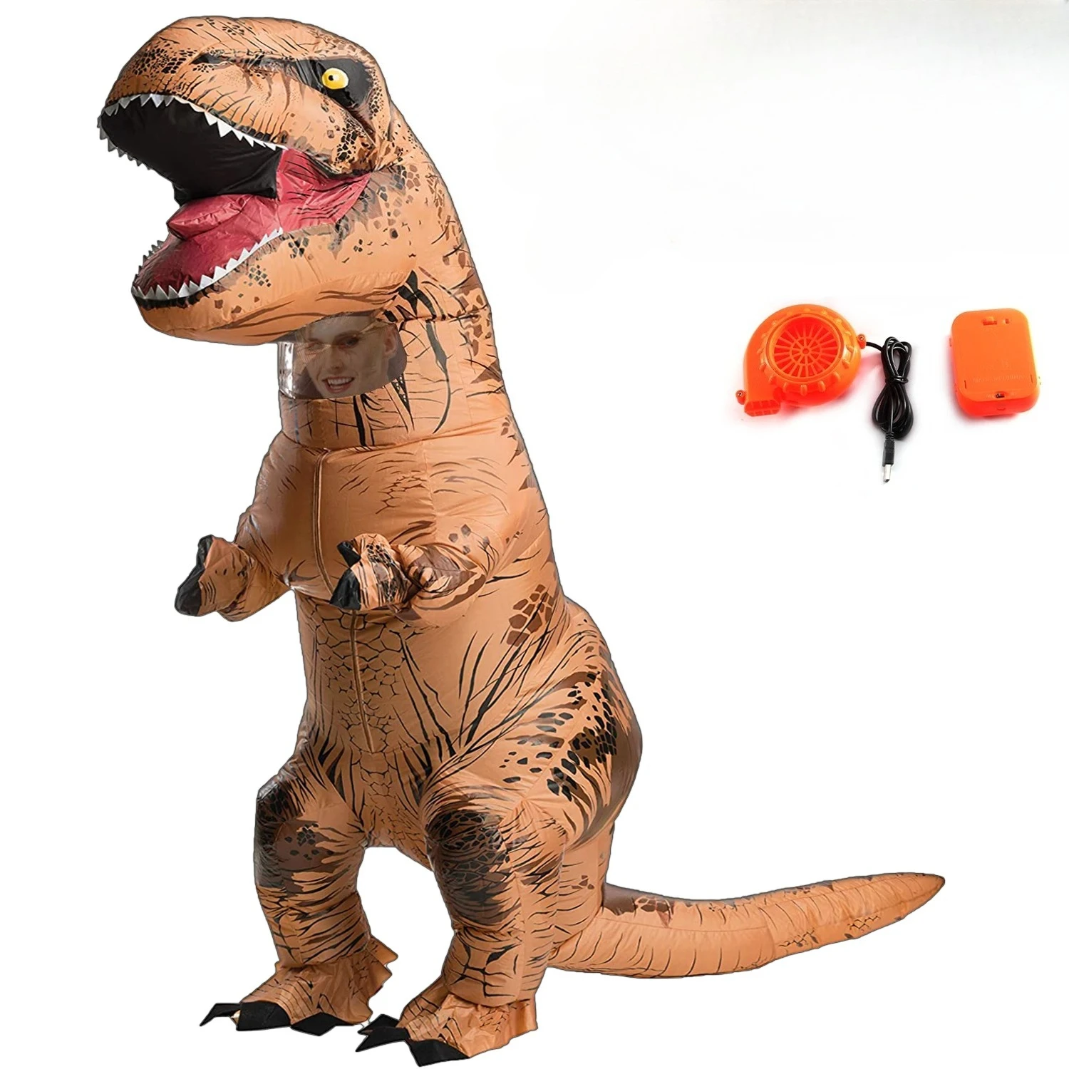 T-rex inflatable uit Tyrannosaurus Dinosaur Costume Child Kids Adult Role-playing Fancy Halloween Mascot Party Apparel