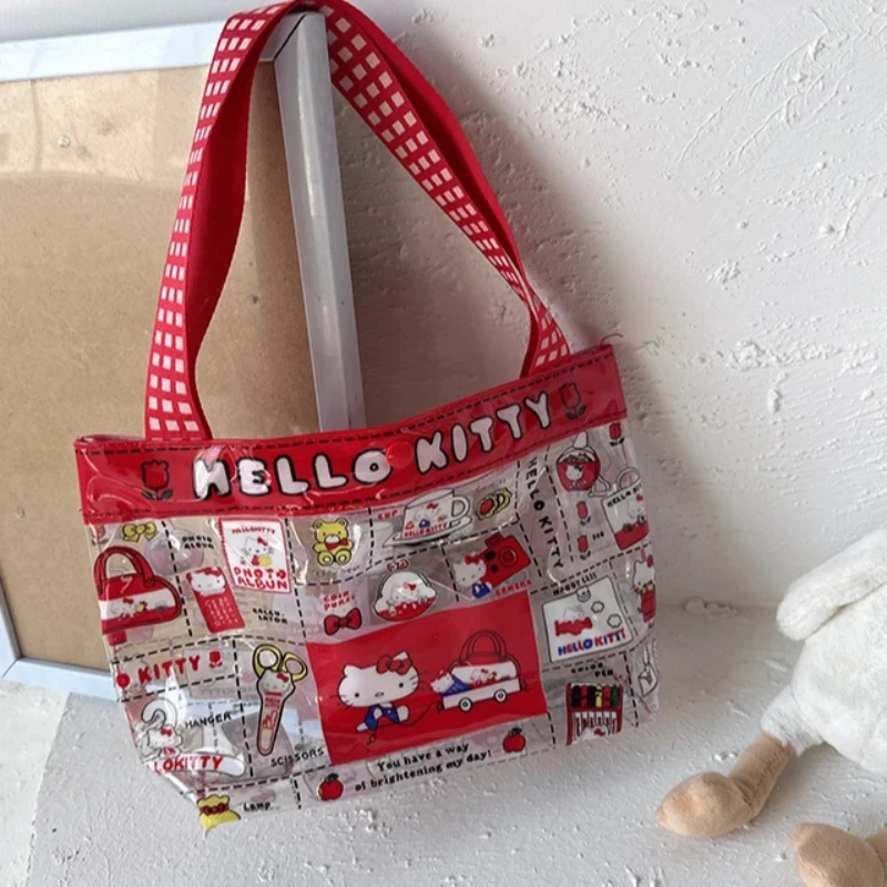 Bolsa HelloKitty Girl Cat PVC adorável fofa transparente à prova d'água bolsa de natação de grande capacidade
