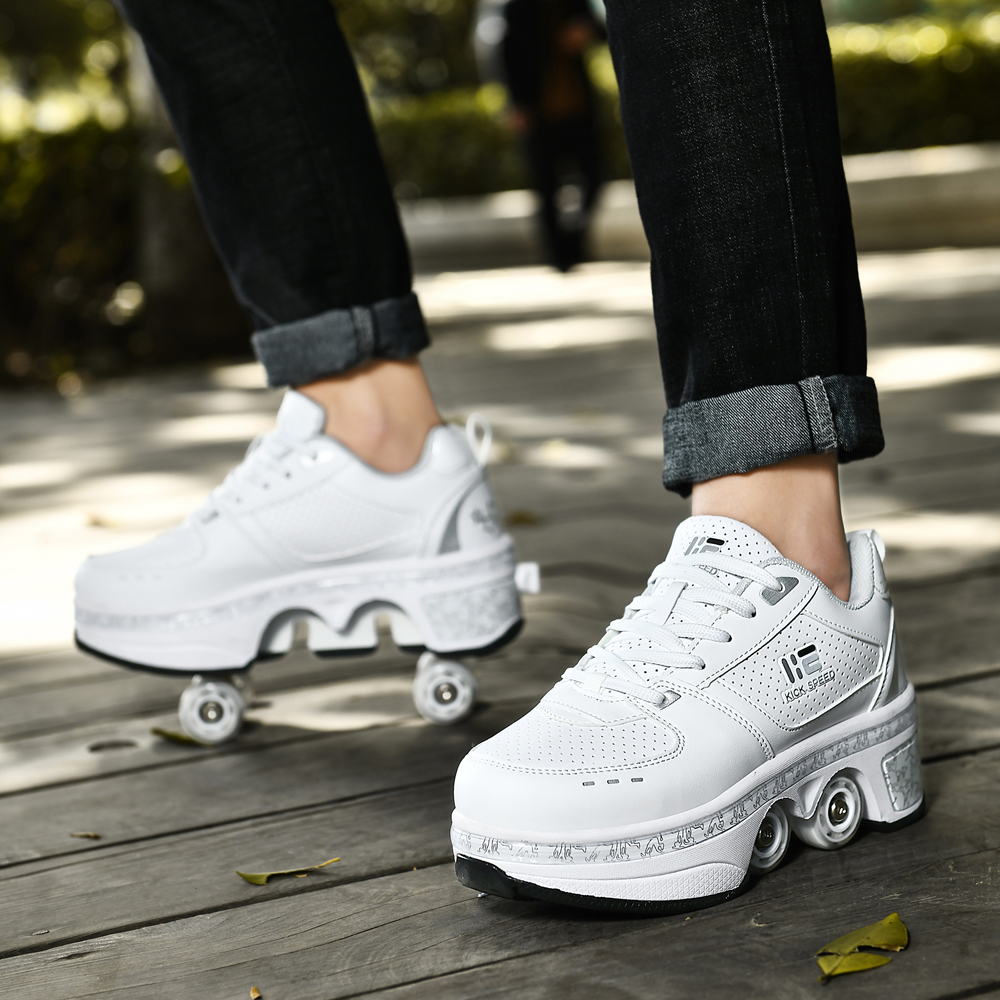 Unisex สี่ล้อ Roller Skate รองเท้า Casual Deformation Parkour รองเท้าผ้าใบเด็กสเก็ต Stage ส่วนบุคคลกีฬา Roller Skate รองเท้า