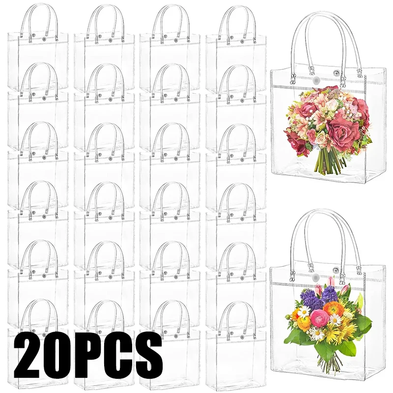 10/20 Stück transparente Geschenktüte mit Griff, Hochzeit, Geburtstag, Party, Süßigkeiten, Geschenkverpackung, wiederverwendbare Einkaufstasche, Weihnachten, Babyparty