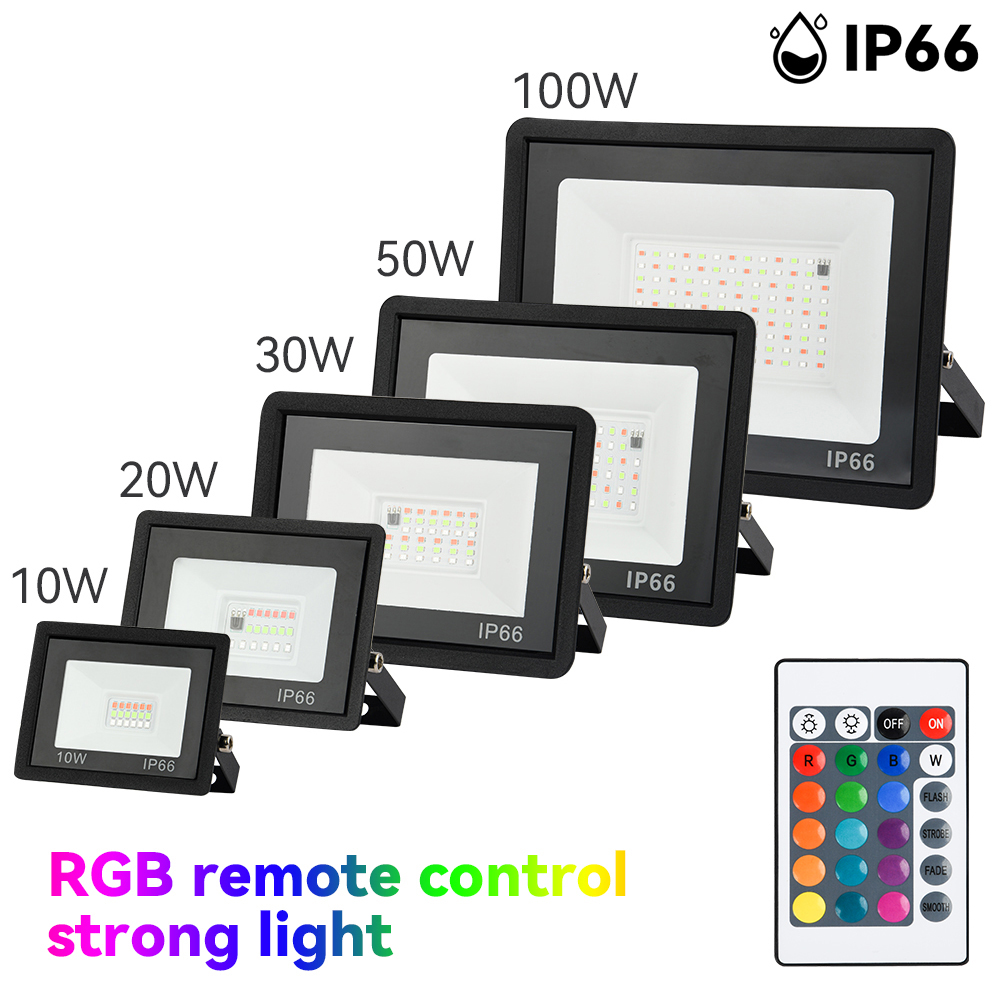 RGB Flutlicht 100W 50W 30W 20W 10W RGB Reflektor IP66 Wasserdichte LED Strahler 220V Projektor Lampe Outdoor Garten Beleuchtung