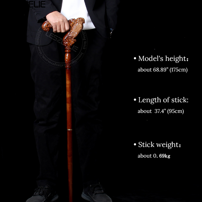 男性と女性のための木製の杖,ブナ材,ラッキーフクロウの柄,茶色がかった赤い杖,ファッショナブル,95cm