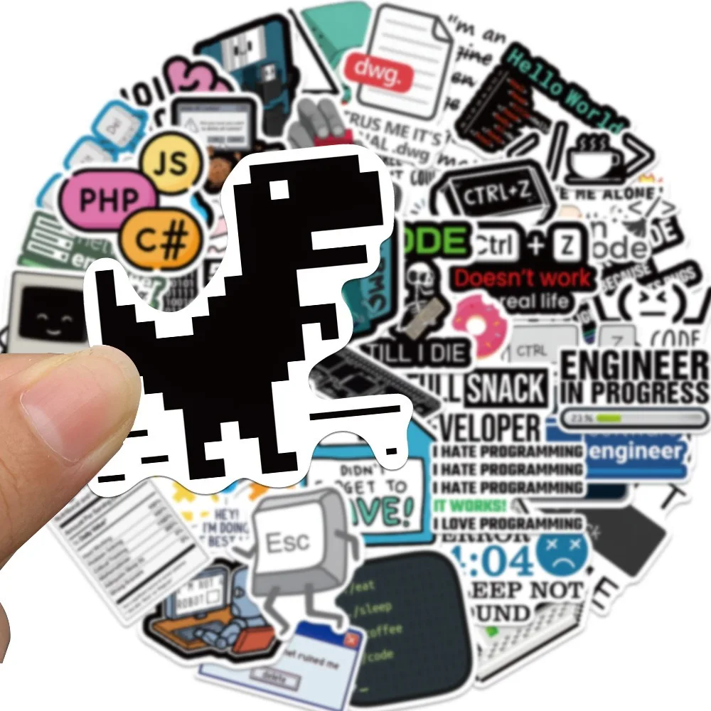 50PCS Engineer Programming Network Coding Hacker Stickers DIY Laptops Water Bottles Phones Decorative Stickers Perfect for Gift