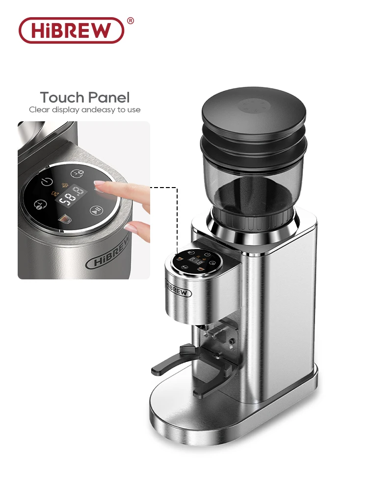 HiBREW Automatische elektrische Kaffeemühle mit Gratmühle und 48 Gängen für Espresso, amerikanischer Kaffee, zum Übergießen von visuellen Bohnen, Aufbewahrung G7