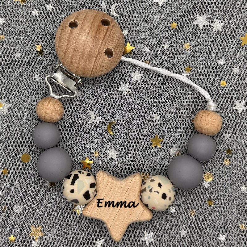 1 PC ส่วนบุคคลชื่อไม้ที่กําหนดเองเด็กทารก Pacifier คลิปซิลิโคนลูกปัด Dummy ผู้ถือจุกนม Baby Teether จี้ทารกแรกเกิดของขวัญ