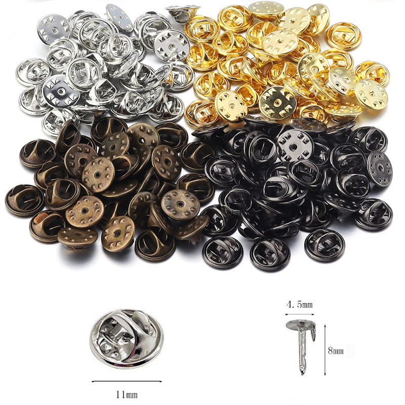 30/50/100Pcs Metal Locking Pin Back Brooch Badge Holder Lapel Base For DIY Jewellery Material Making Supply Craft Accessories