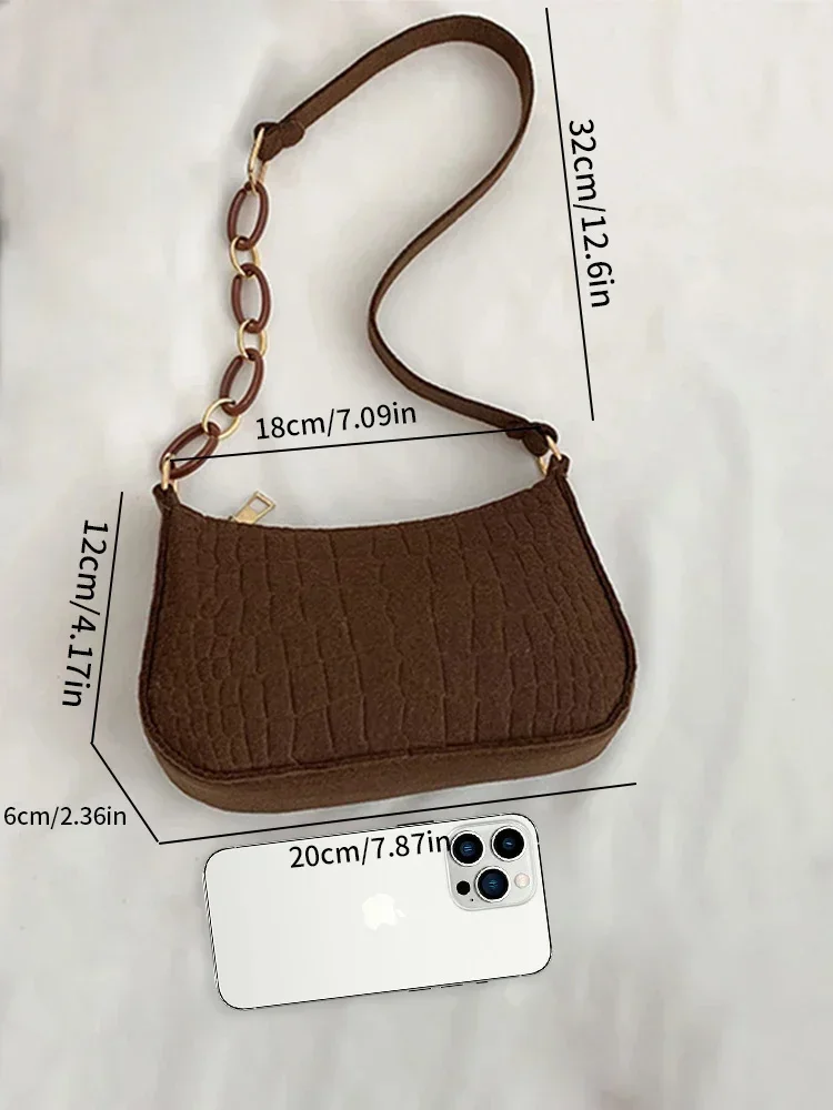 Borsa quadrata piccola in fibra di lana Nuova borsa creativa a tracolla con motivo pietra alla moda in stile coreano per donna