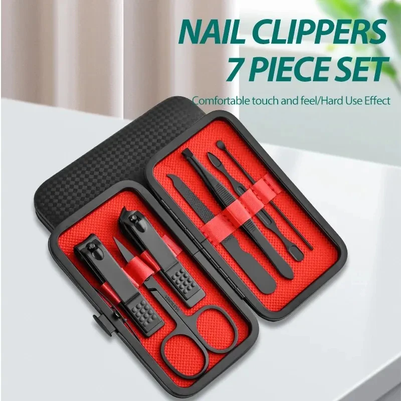 Cortauñas para el hogar, juego de 7 piezas, herramienta de manicura de gran apertura, mini pinzas compactas de regalo para cejas