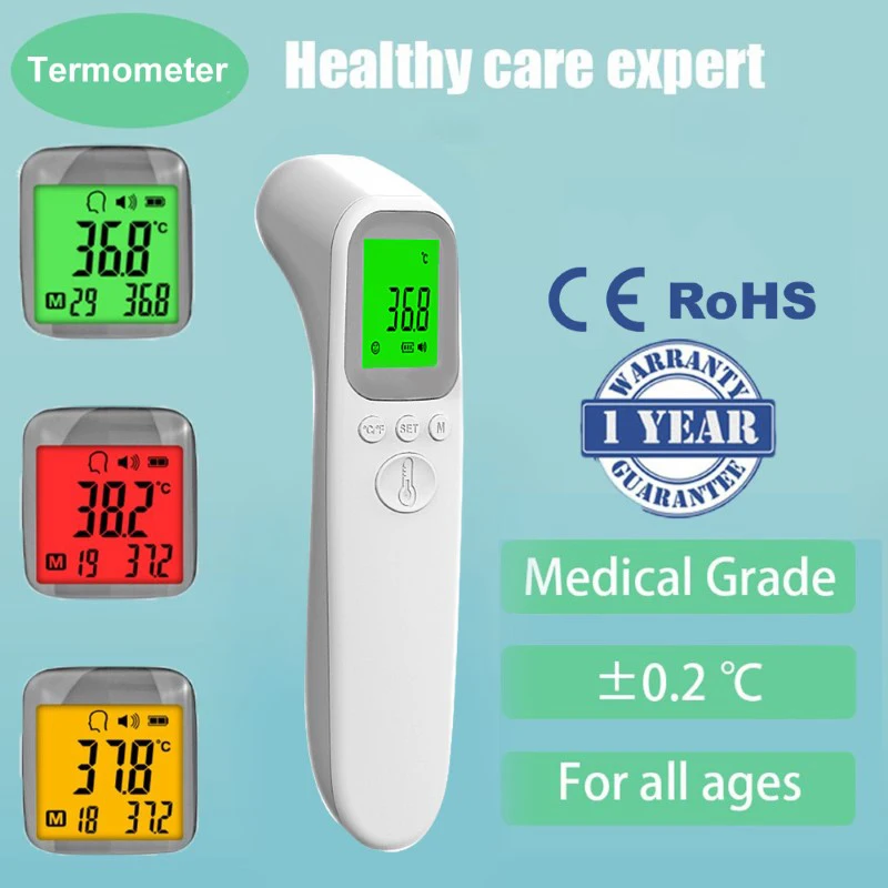 Aiqura Termometer Inframerah Digital Pengukur Demam Medis Klinis Non-kontak Termometer Depan Suhu Tubuh Bayi