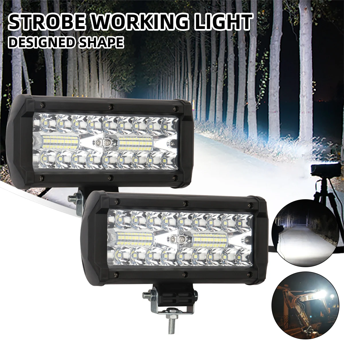 Barra de luz led para carro, 2 peças, 4x4, lâmpada de trabalho para ponto offroad, feixe combinado, barco, suv, atv, motocicleta, lâmpada de neblina, luz de carro