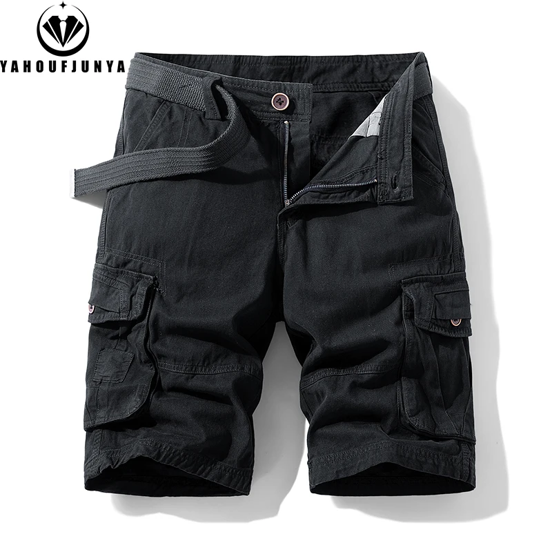Nuevos hombres verano ocio al aire libre botones estilo Cargo pantalones cortos hombres sólido recto algodón cómodo diseño de moda pantalones cortos hombre