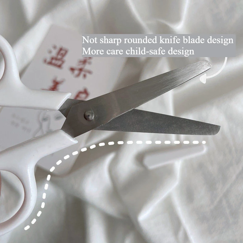 ญี่ปุ่นเรียบง่ายสีขาว MINI กรรไกรพร้อมฝาปิดธรรมดา Minimalism แบบพกพากระเป๋าสแตนเลสกรรไกรสํานักงานเทปเครื่องตัดกระดาษ